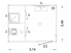 box prefabbricati modello p1 wc lavabo e doccia servizi separati 3 14 m