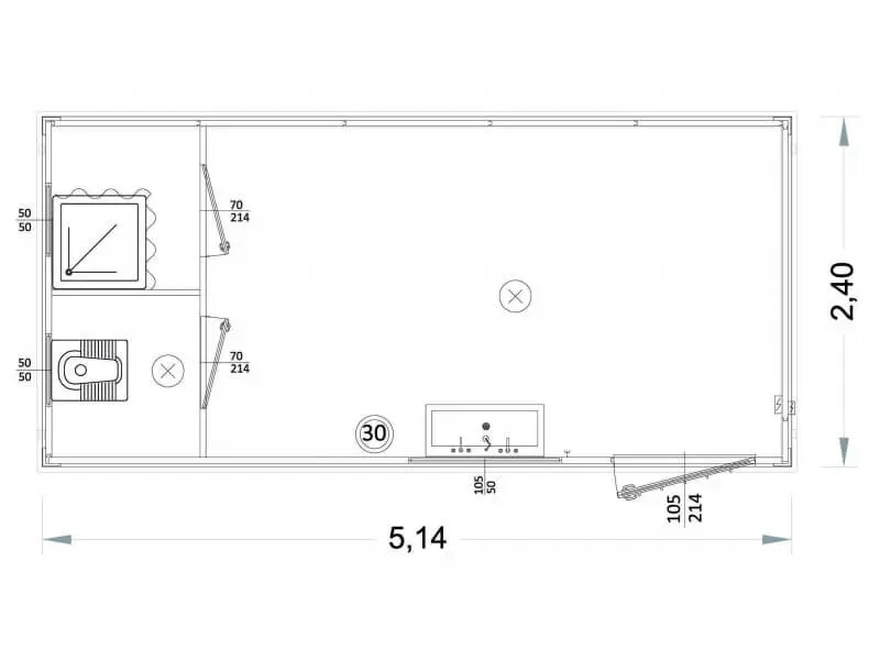 box prefabbricati modello p1 wc lavabo e doccia servizi separati 5 14 m