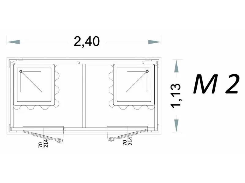 cabina prefabbricata modello c2 240x113x215h m2