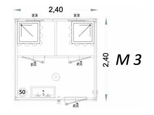cabina prefabbricata modello c3 240x240x215h m3